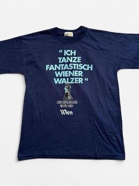 Vintage 1990s  Navy 'Wiener Walzer' German Dance Graphic Tee XL